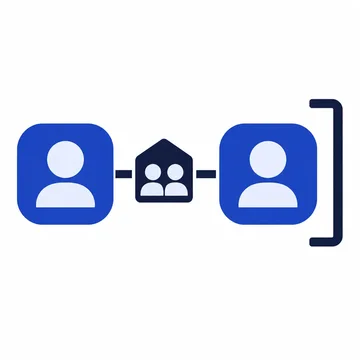 Two parent-role symbols frame a smaller family group and support bracket.