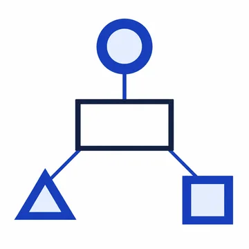 Three different criteria shapes connect to an empty central assessment frame.